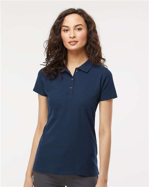 M&O 7600, Women's Ringspun Pique Polo, Bright Navy