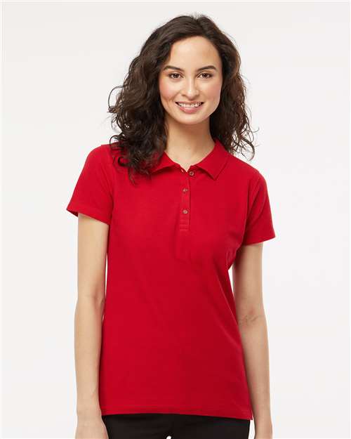 M&O 7600, Women's Ringspun Pique Polo, Bright Red