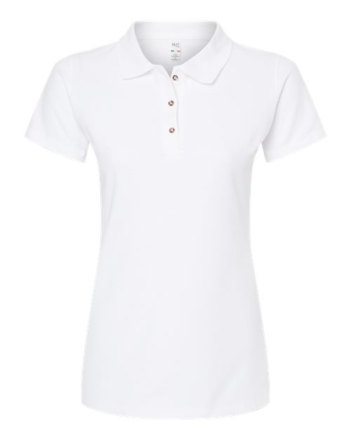 M&O 7600, Women's Ringspun Pique Polo, White