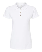 M&O 7600, Women's Ringspun Pique Polo, White