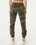 Independent Trading Co. PRM20PNT, Women's California Wave Wash Sweatpants, Forest Camo Heather