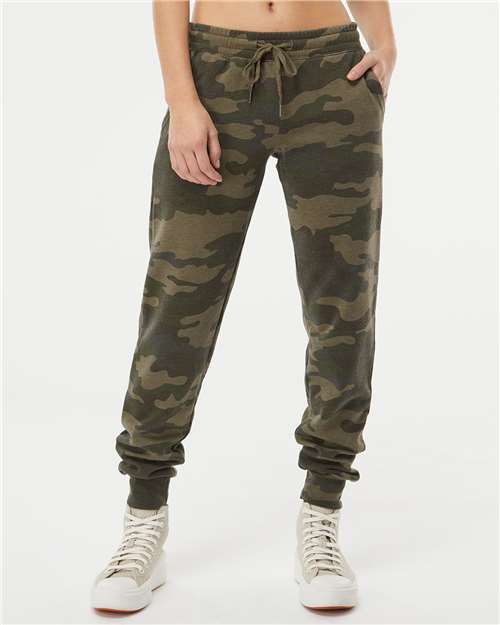 Independent Trading Co. PRM20PNT, Women's California Wave Wash Sweatpants, Forest Camo Heather