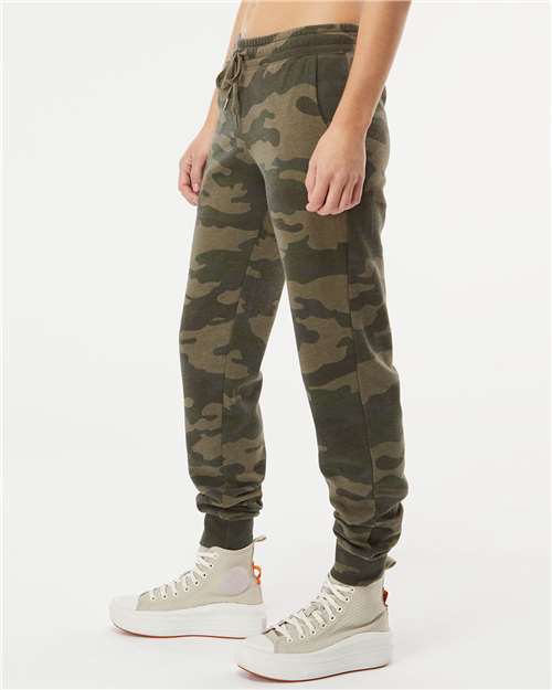 Independent Trading Co. PRM20PNT, Women's California Wave Wash Sweatpants, Forest Camo Heather