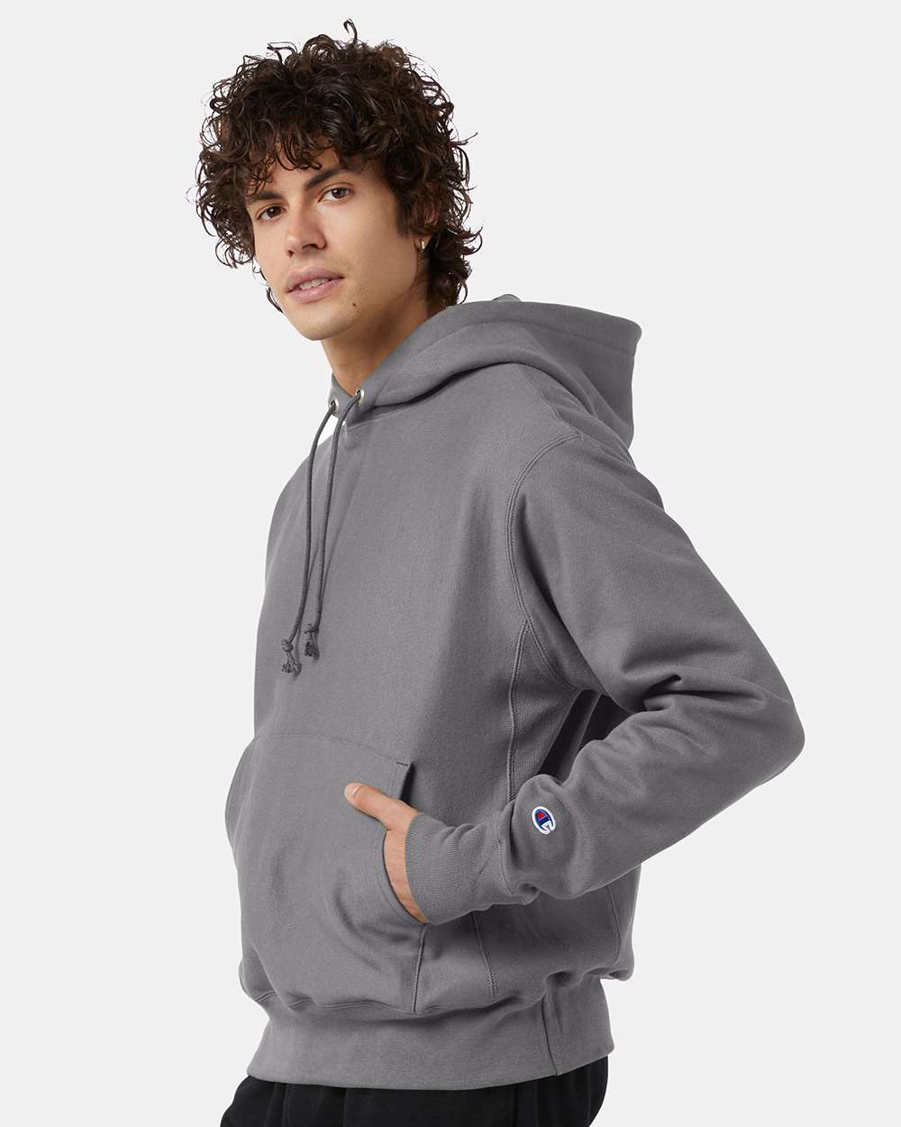 Champion S101, Unisex Reverse Weave Hooded Sweatshirt, Stone Grey