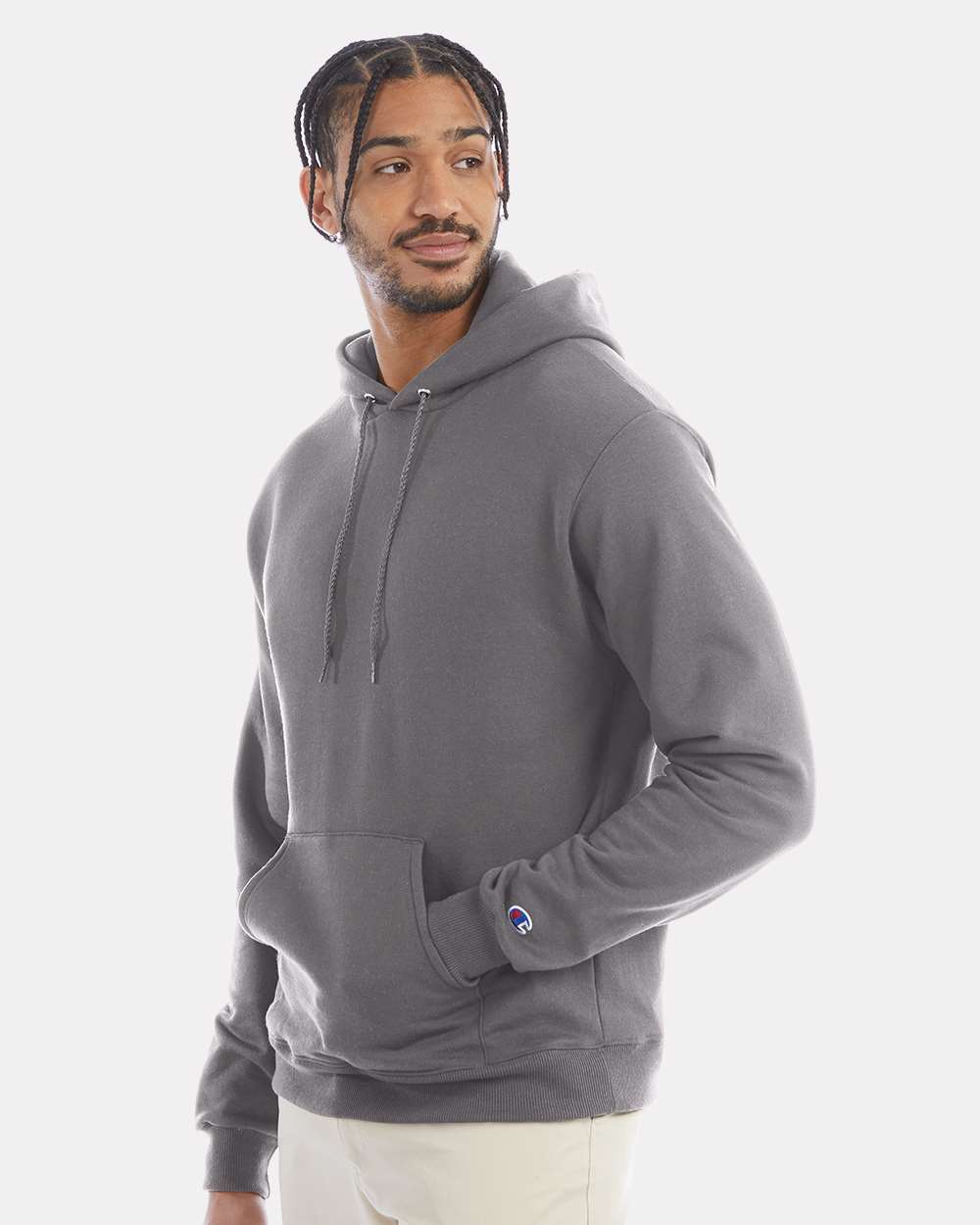 Champion S700, Unisex Powerblend Hooded Sweatshirt, Stone Grey