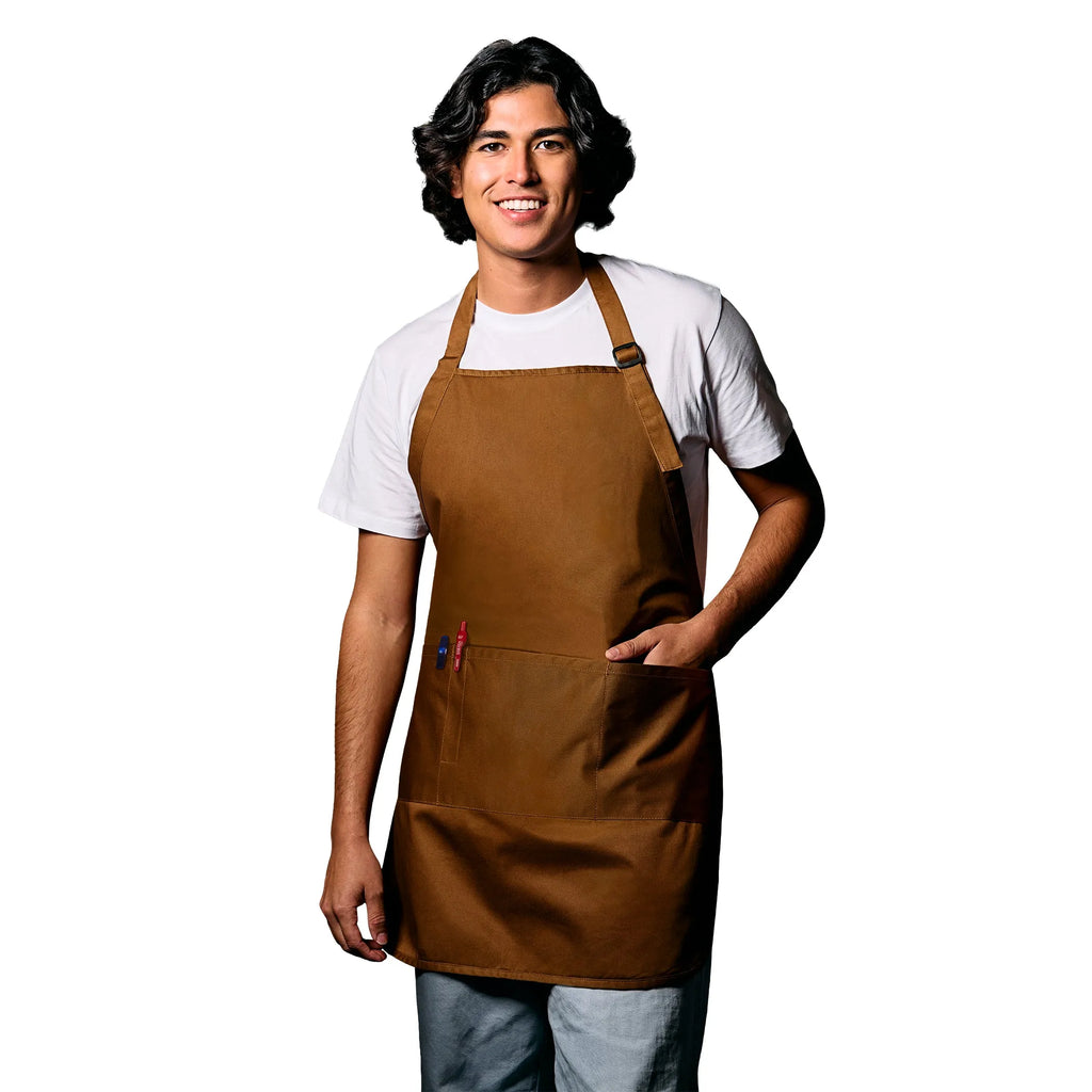 CX2 A09220, - Hospitality - Cotton Full Length Apron, Caramel