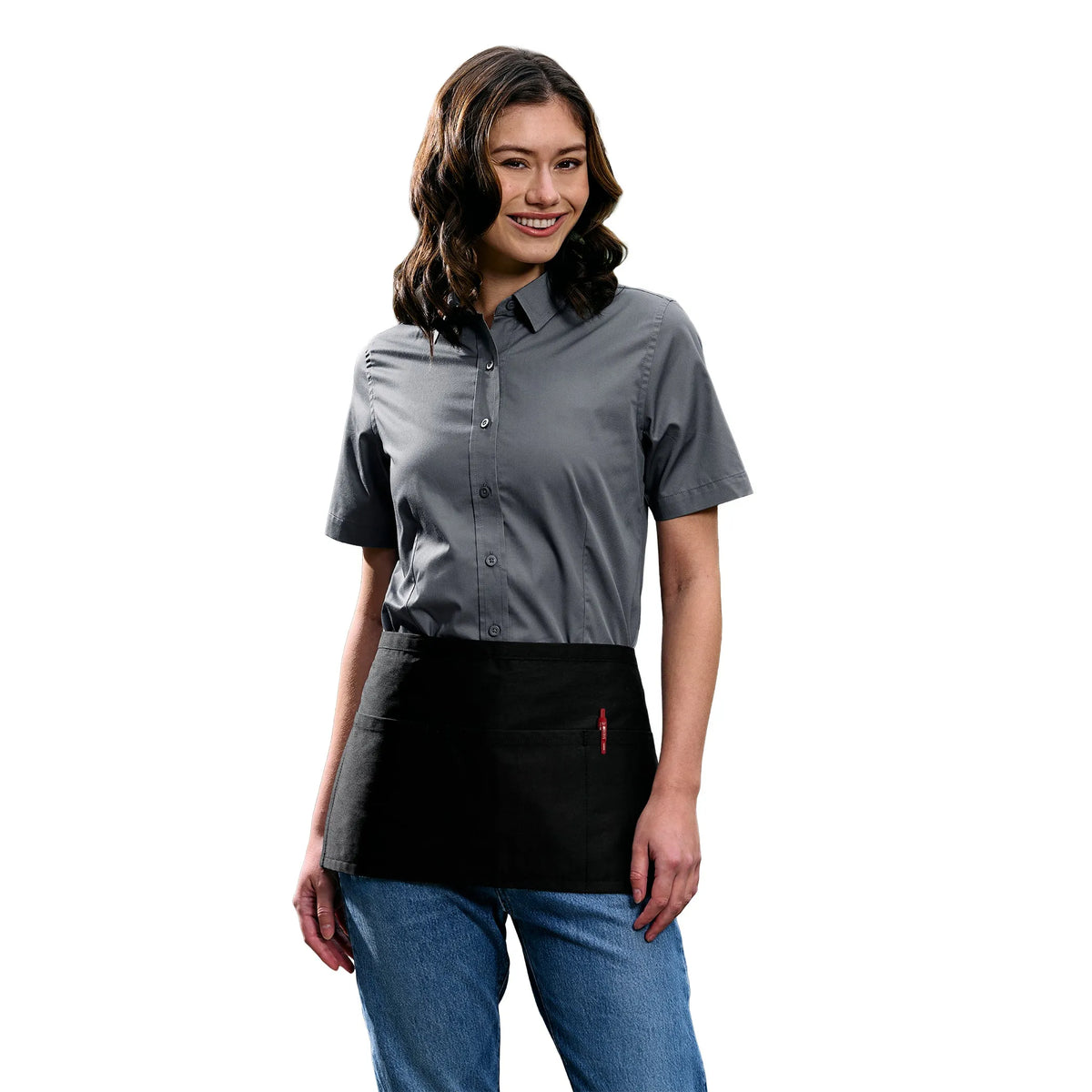 CX2 A09225, - Cafe - Cotton Waist Apron, Black