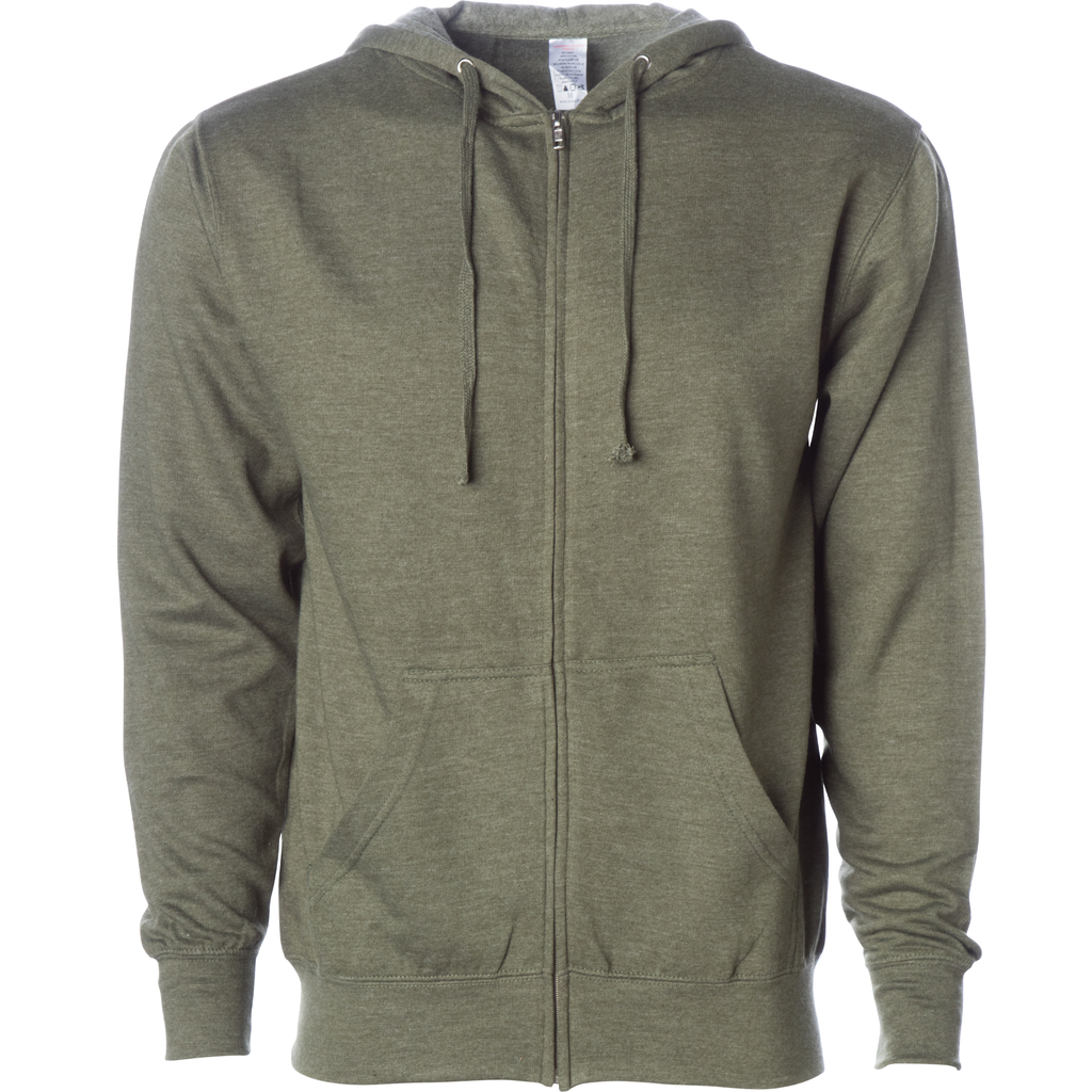 INDEPENDENT SS4500Z, Midweight Zip Hooded Sweatshirt, Army Heather