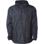 INDEPENDENT EXP54LWP, Lightweight Pullover Windbreaker Anorak Jacket, Black Camo