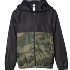 INDEPENDENT EXP24YWZ, Youth Lightweight Windbreaker Jacket, Black Forest Camo