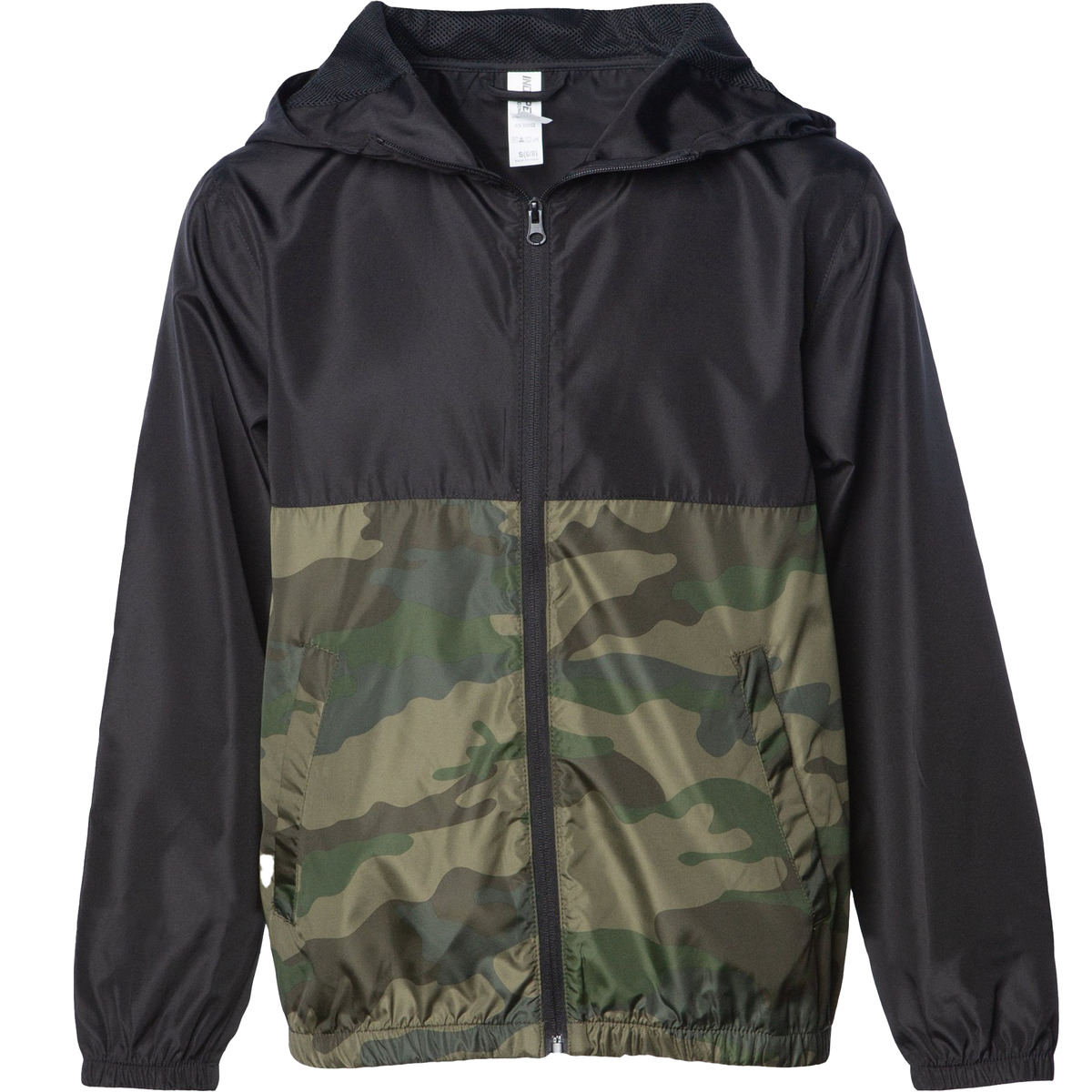 INDEPENDENT EXP24YWZ, Youth Lightweight Windbreaker Jacket, Black Forest Camo