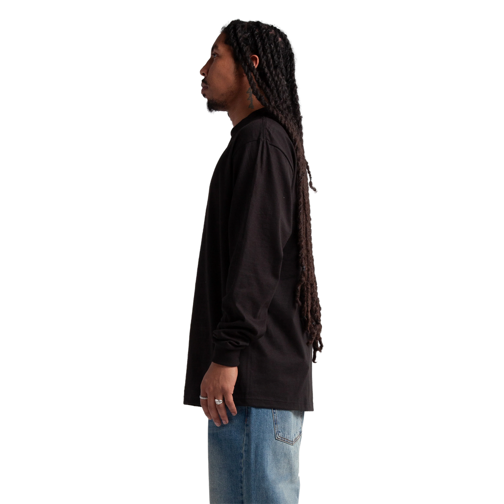 SHAKA WEAR Max Heavyweight Long Sleeve, - 7.5 Oz, Black