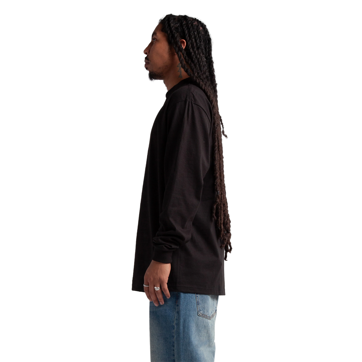 SHAKA WEAR Max Heavyweight Long Sleeve, - 7.5 Oz, Black