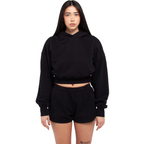 SHAKA WEAR Women Garment Dye Crop Hoodie, Hoodies, Black