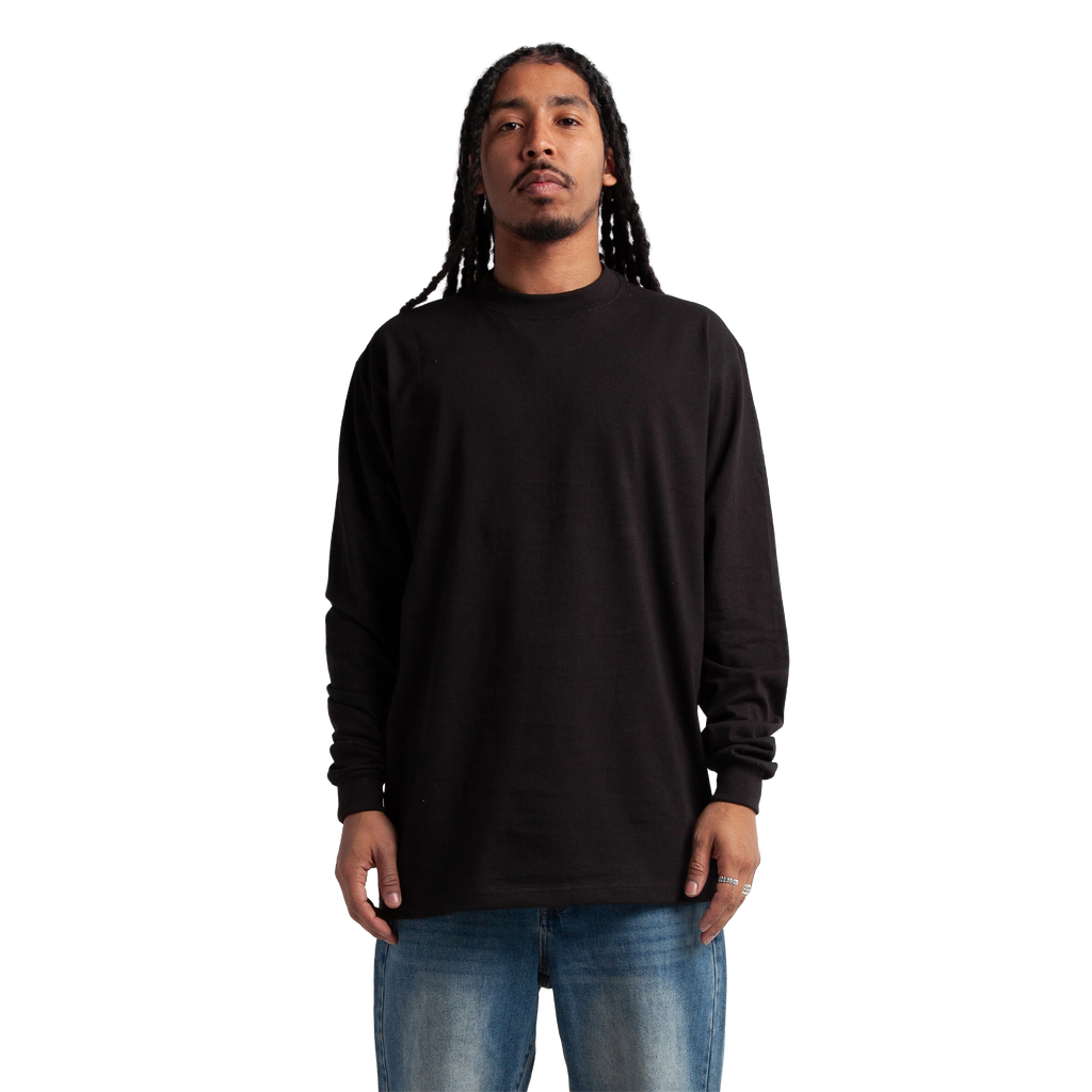 SHAKA WEAR Max Heavyweight Long Sleeve, - 7.5 Oz, Black