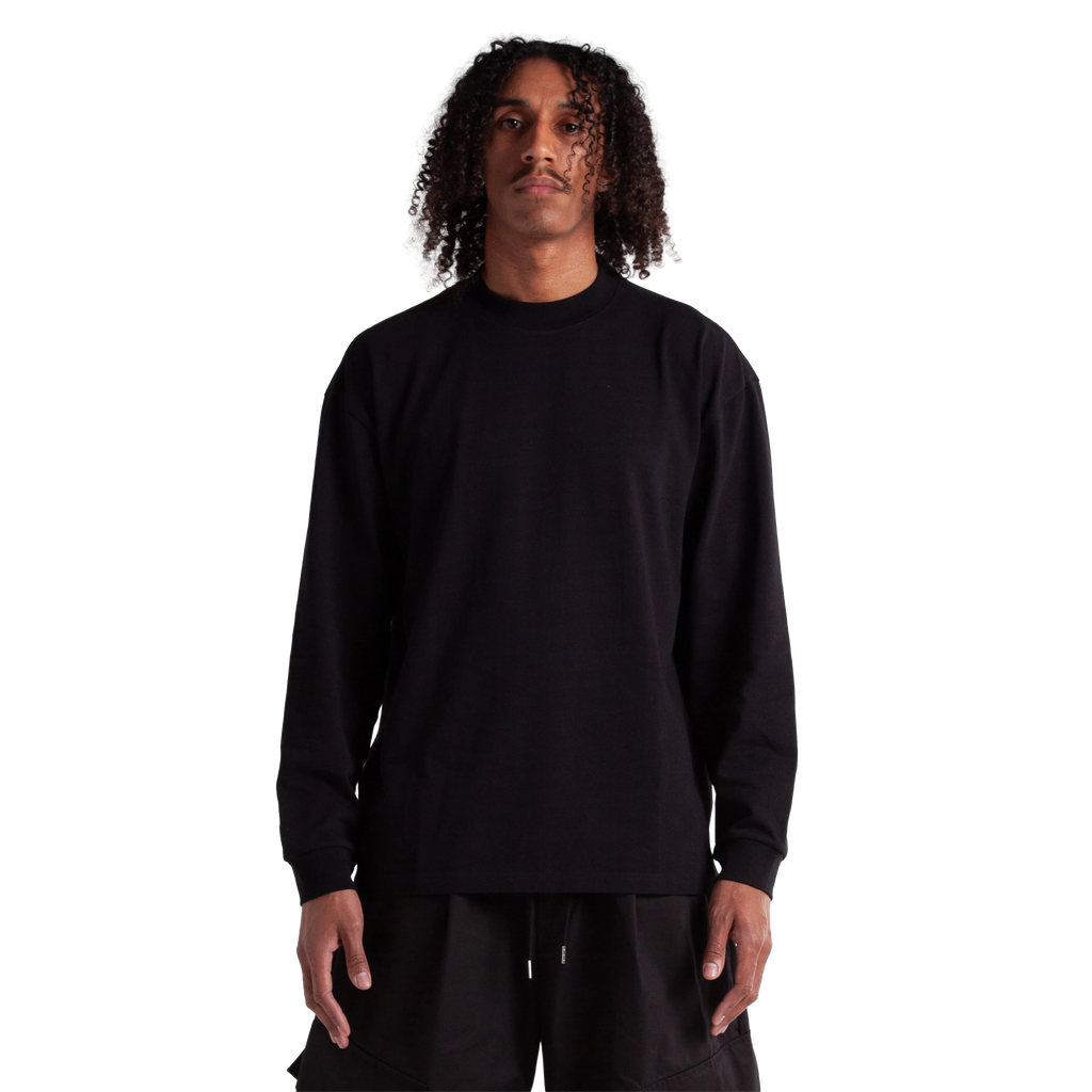 SHAKA WEAR Garment Dye Longsleeve Designer Tee, - 9.0 Oz, Black