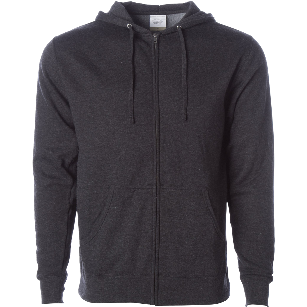 INDEPENDENT AFX4000Z, Lightweight Zip Hooded Sweatshirt, Charcoal Heather