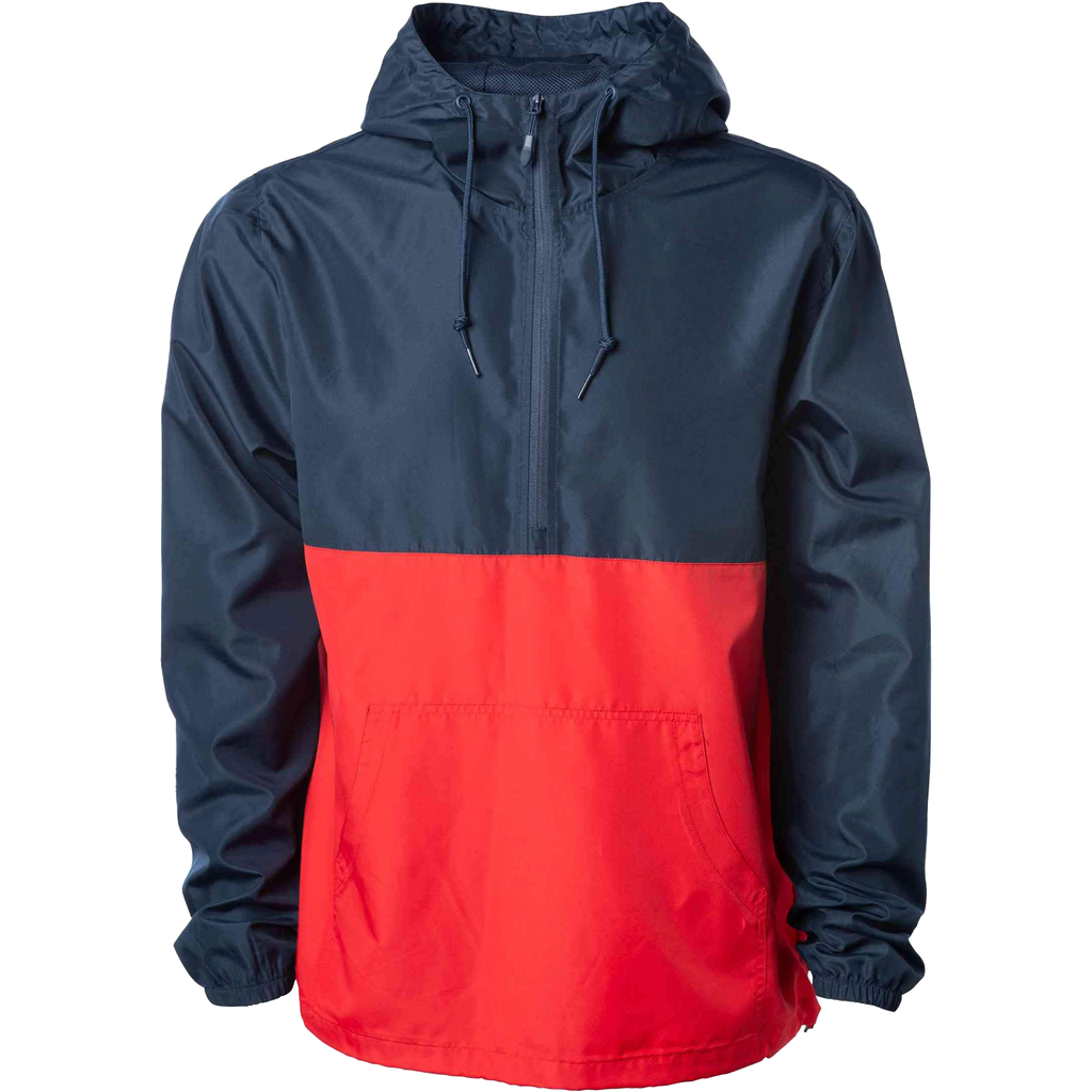 INDEPENDENT EXP54LWP, Lightweight Pullover Windbreaker Anorak Jacket, Classic Navy Red