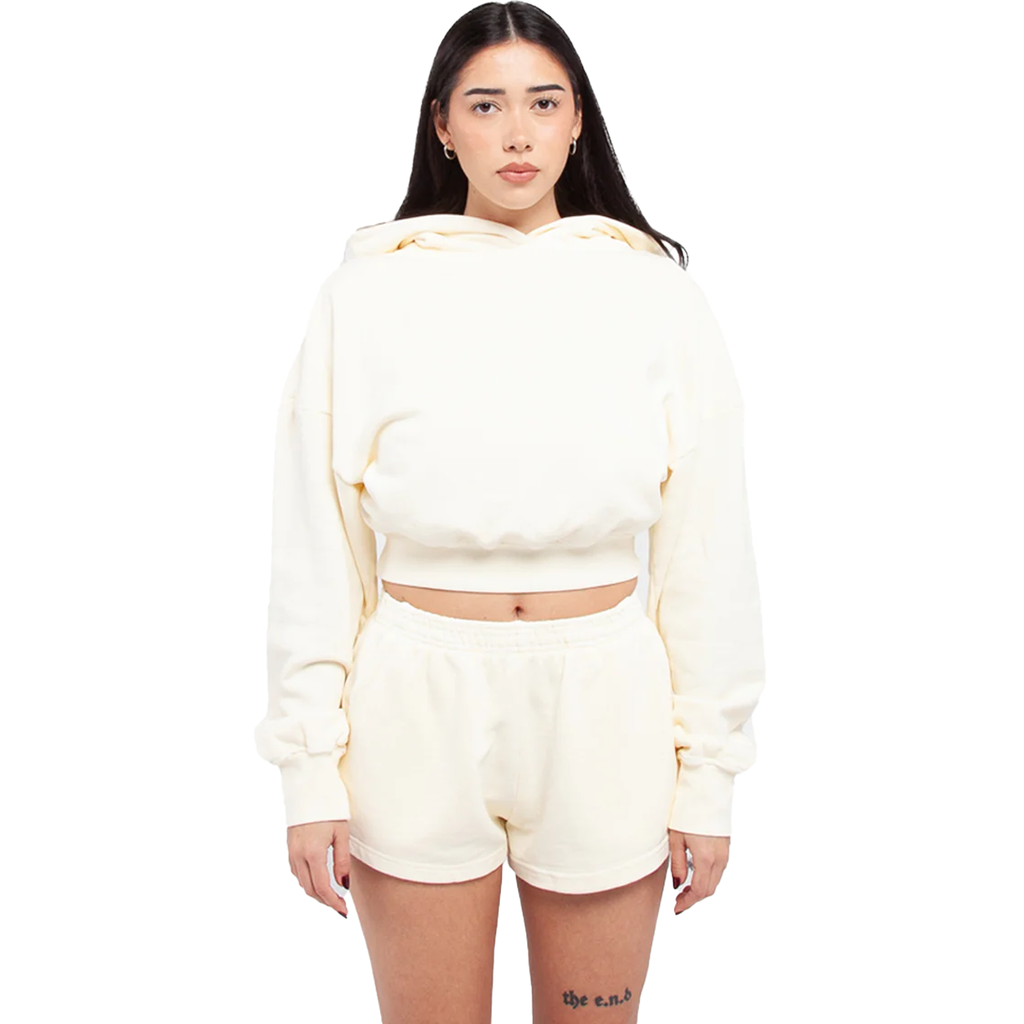 SHAKA WEAR Women Garment Dye Crop Hoodie, Hoodies, Cream