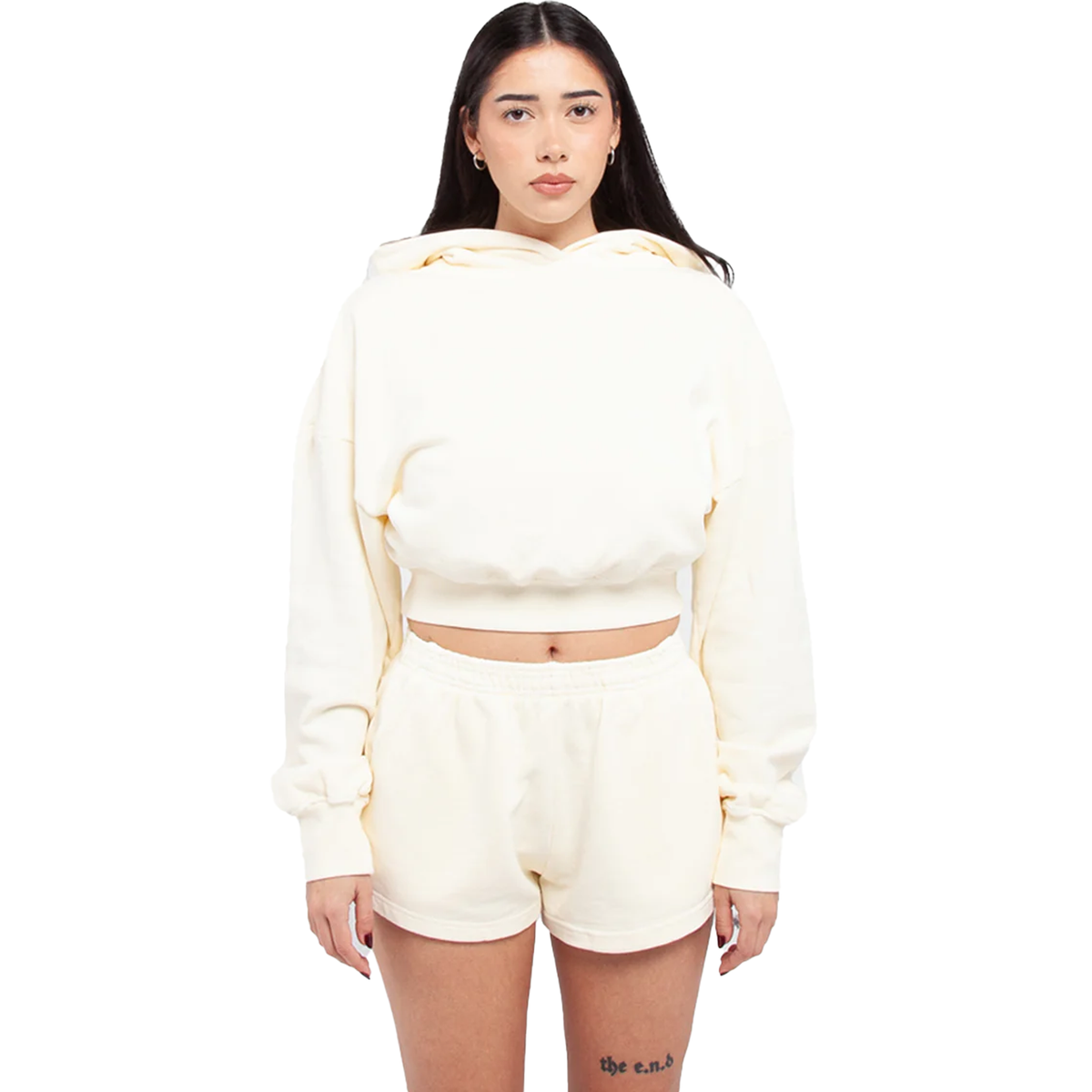 SHAKA WEAR Women Garment Dye Crop Hoodie, Hoodies, Cream
