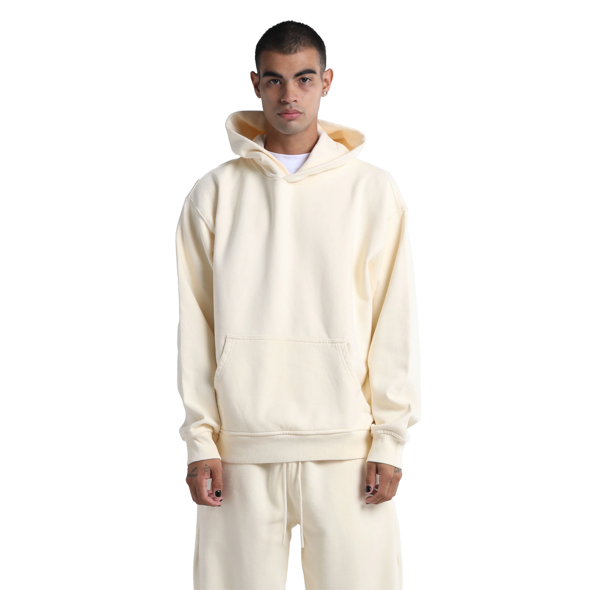 SHAKA WEAR Max Heavy Fleece Garment Dye Hoodie, - 13.5 Oz, Cream
