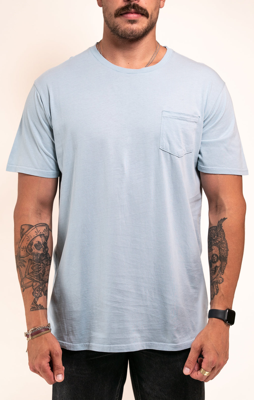 SEVEN TIDES STSSC14, Pigment Dyed Pocket Tee, Light Blue