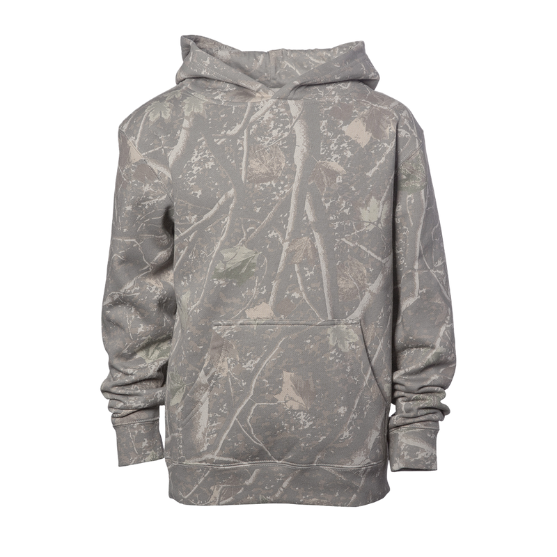 INDEPENDENT SS4001Y, Youth Midweight Pullover Hooded Sweatshirt, Deadwood Tree Camo