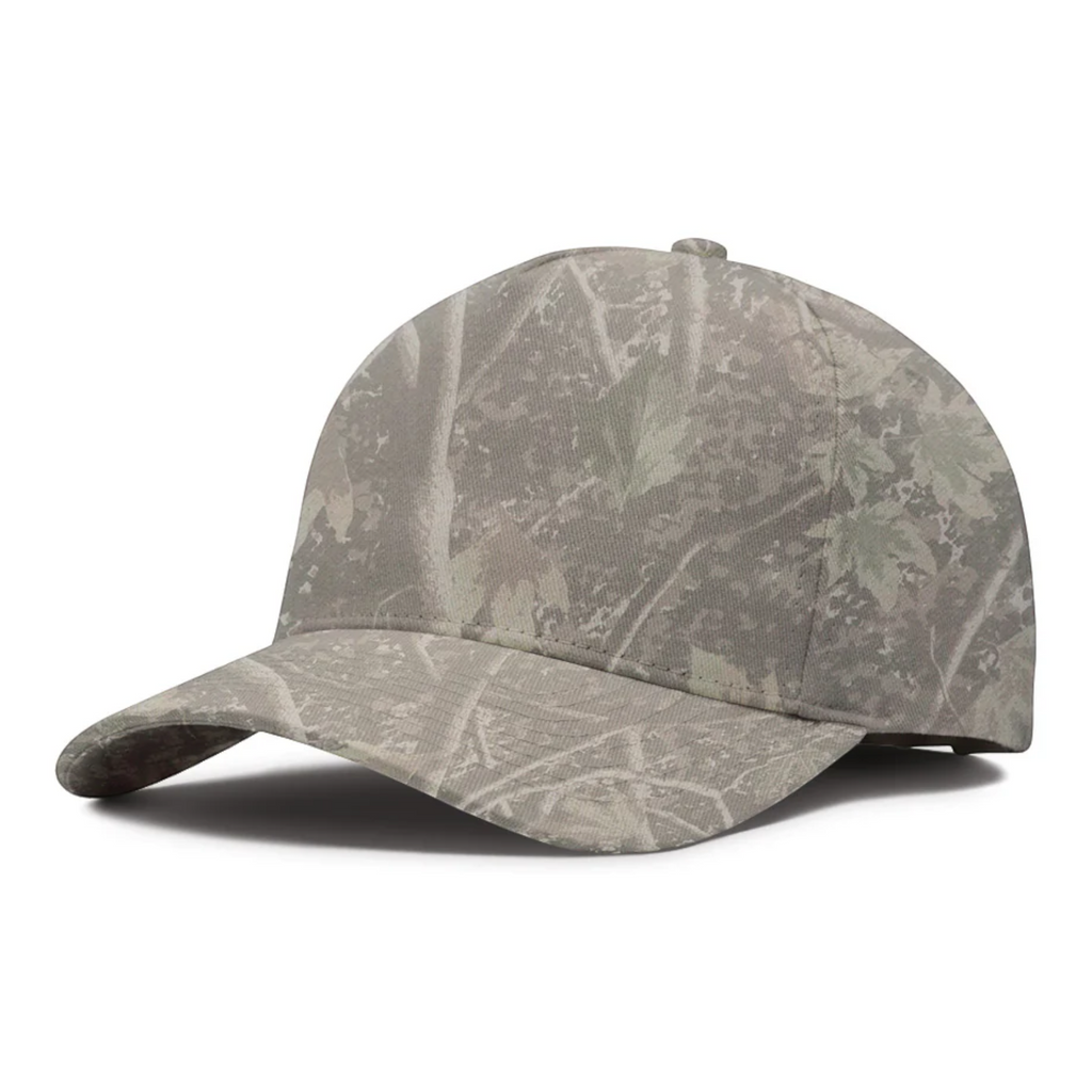 Independent Trading Co. INDHAT5P, Five Panel Classic Twill Snapback Hat, White Deadwood Tree Camo