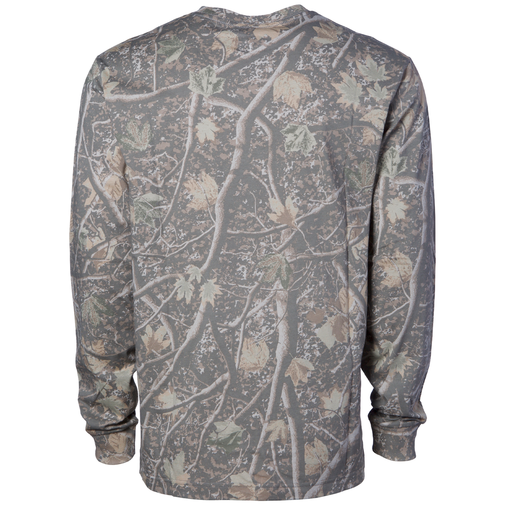 Independent Trading Co. PRM180SLT, Premium 180gsm Long Sleeve T-shirt, Deadwood Tree Camo
