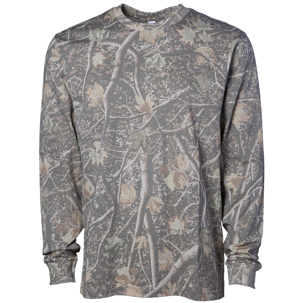 Independent Trading Co. PRM180SLT, Premium 180gsm Long Sleeve T-shirt, Deadwood Tree Camo