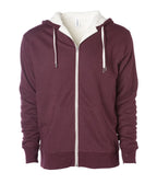 INDEPENDENT EXP90SHZ, Unisex Heavyweight Sherpa Lined Heather Zip Hood, Burgundy Heather