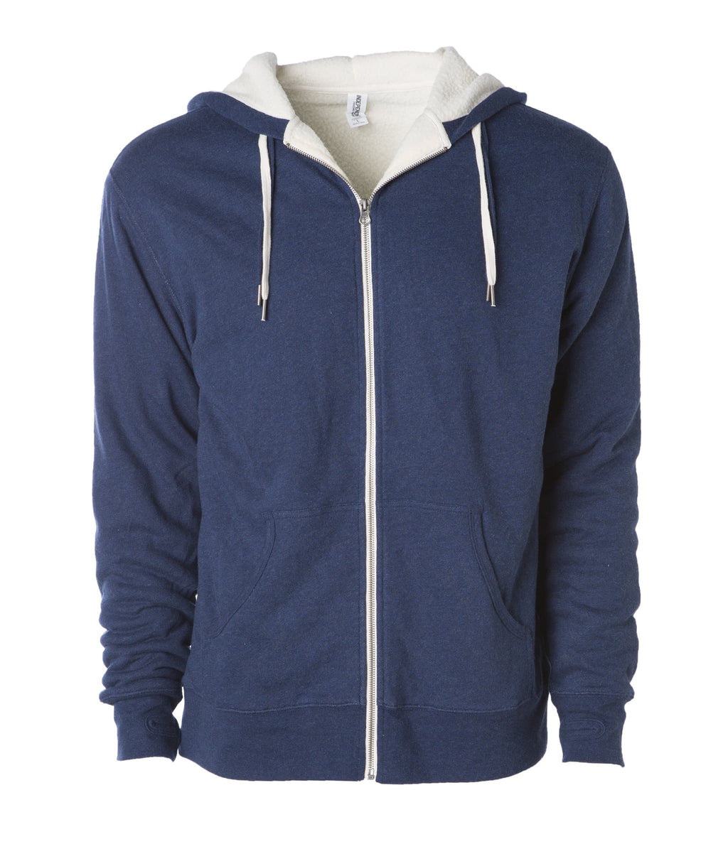 INDEPENDENT EXP90SHZ, Unisex Heavyweight Sherpa Lined Heather Zip Hood, Navy Heather