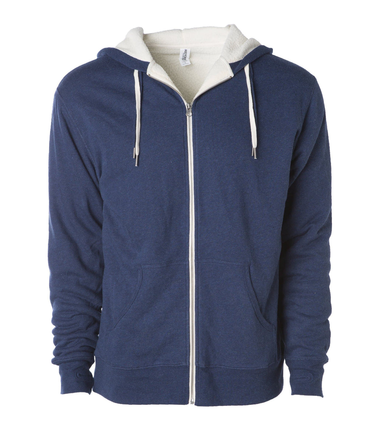 INDEPENDENT EXP90SHZ, Unisex Heavyweight Sherpa Lined Heather Zip Hood, Navy Heather