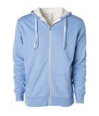 INDEPENDENT EXP90SHZ, Unisex Heavyweight Sherpa Lined Heather Zip Hood, Sky Heather