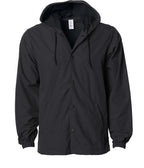 INDEPENDENT EXP95NB, Water Resistant Hooded Windbreaker Coaches Jacket, Black Black