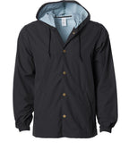 INDEPENDENT EXP95NB, Water Resistant Hooded Windbreaker Coaches Jacket, Reactive Black