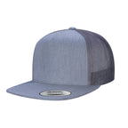 Yupoong F06006, - Yp Classics 5 Panel Flat Peak Snap Back Trucker Cap, Grey Heather