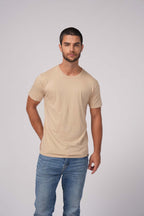 Milltex Sportswear 900, Unisex Cotton T-shirt | Lightweight Soft Crew Neck Plain Tee, Sand