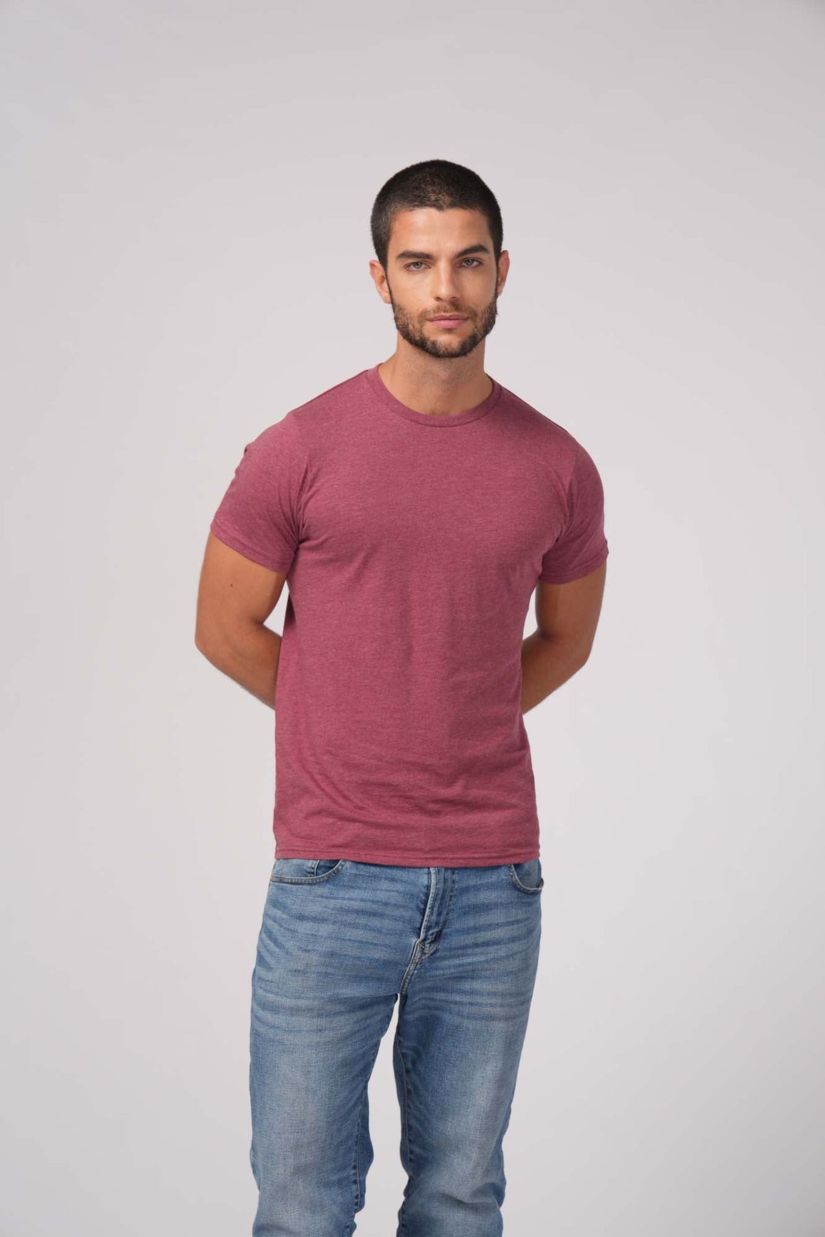 Milltex Sportswear 900, Unisex Cotton T-shirt | Lightweight Soft Crew Neck Plain Tee, Maroon Heather