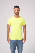 Milltex Sportswear 900, Unisex Cotton T-shirt | Lightweight Soft Crew Neck Plain Tee, Safety Green