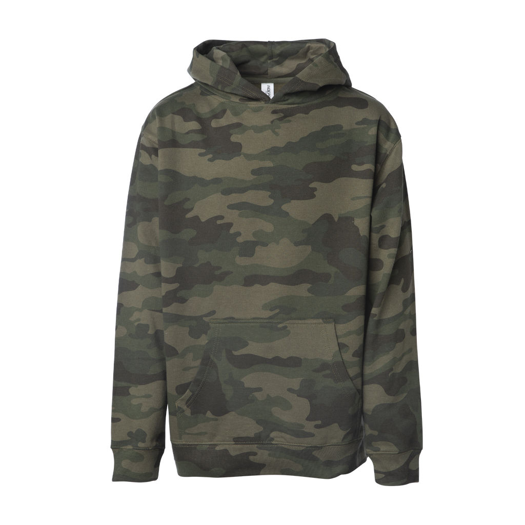 INDEPENDENT SS4001Y-P1, Ss4001y - Youth Midweight Pullover Hooded Sweatshirt (colors A-m), Forest Camo