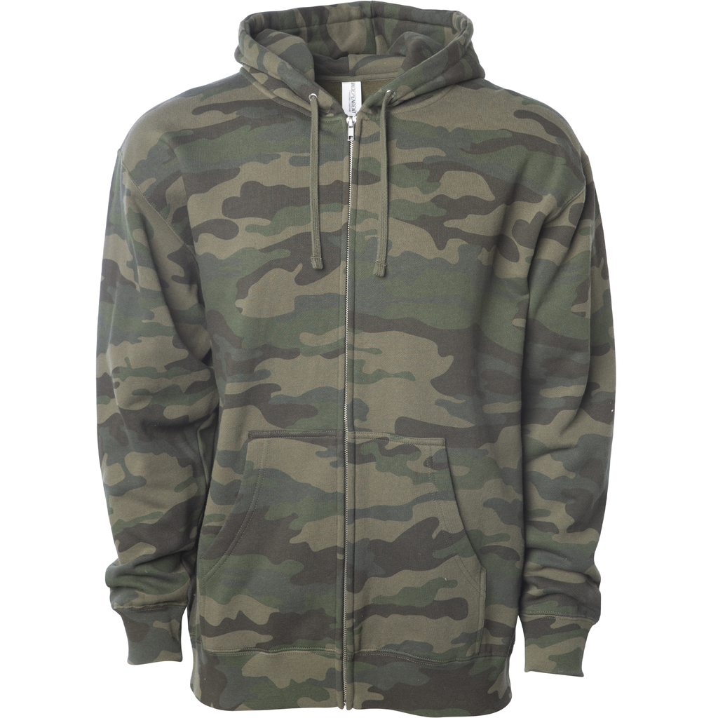 INDEPENDENT SS4500Z, Midweight Zip Hooded Sweatshirt, Forest Camo