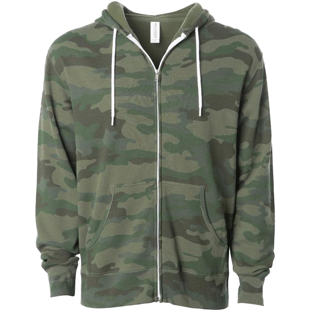 INDEPENDENT AFX90UNZ-P1, Afx90unz - Unisex Zip Hooded Sweatshirt (colors F-s), Forest Camo