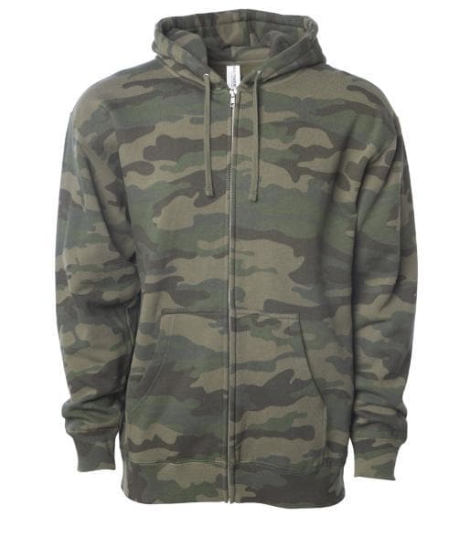 Independent Trading Co. IND4000Z, Unisex Heavyweight Full-zip Hooded Sweatshirt, Forest Camo