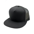 NISSI CAPS GNV-017M, 5 Panels Round Flat Bill Mesh Snapback Cap, Dark Grey Dark Grey