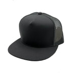 NISSI CAPS GNV-017M, - 5 Panels Round Flat Bill Mesh Snapback Cap, Dark Grey Dark Grey