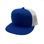NISSI CAPS GNV-017M, - 5 Panels Round Flat Bill Mesh Snapback Cap, White Royal