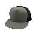 NISSI CAPS GNV-017M, - 5 Panels Round Flat Bill Mesh Snapback Cap, Silver Black