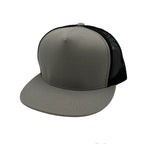 NISSI CAPS GNV-017M, - 5 Panels Round Flat Bill Mesh Snapback Cap, Silver Black
