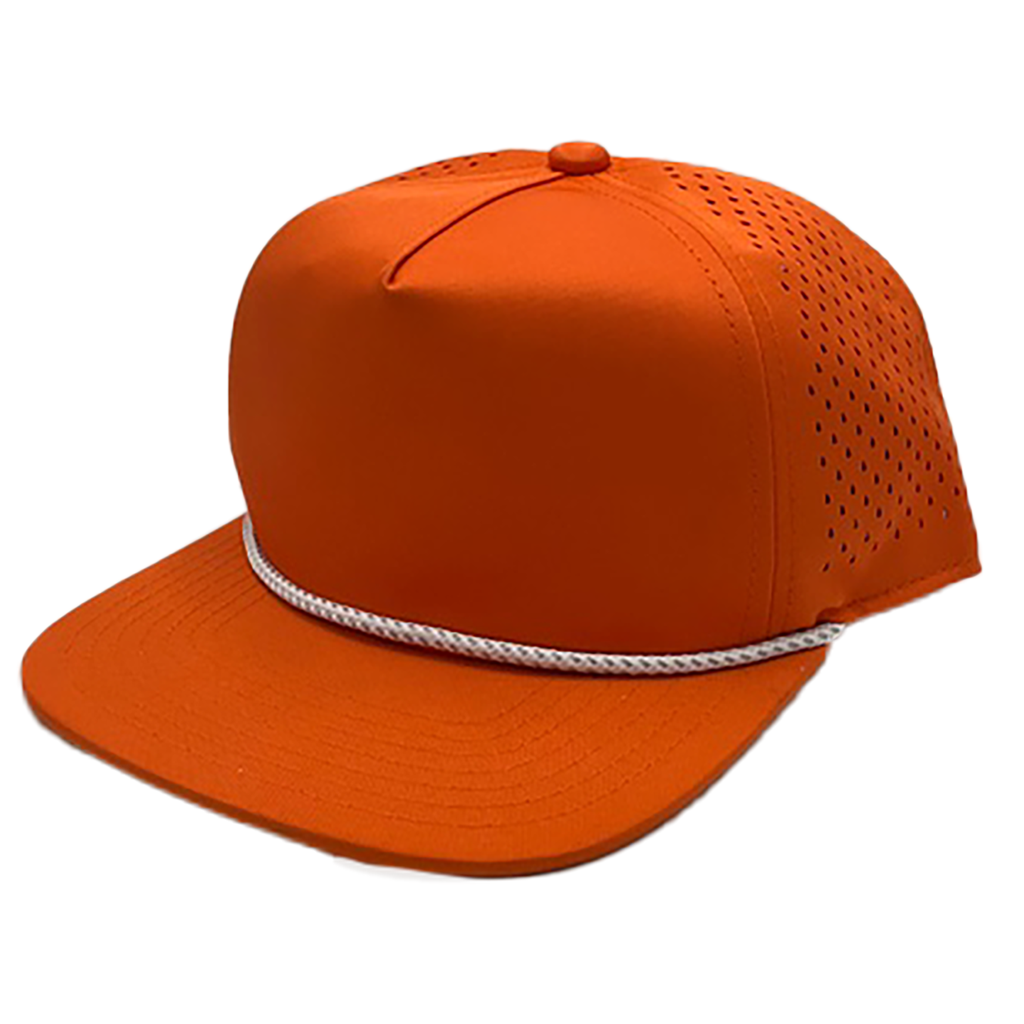 NISSI CAPS GNV-DT724FV, - 5 Panels Droplets Mesh W/string Flat Bill, Orange